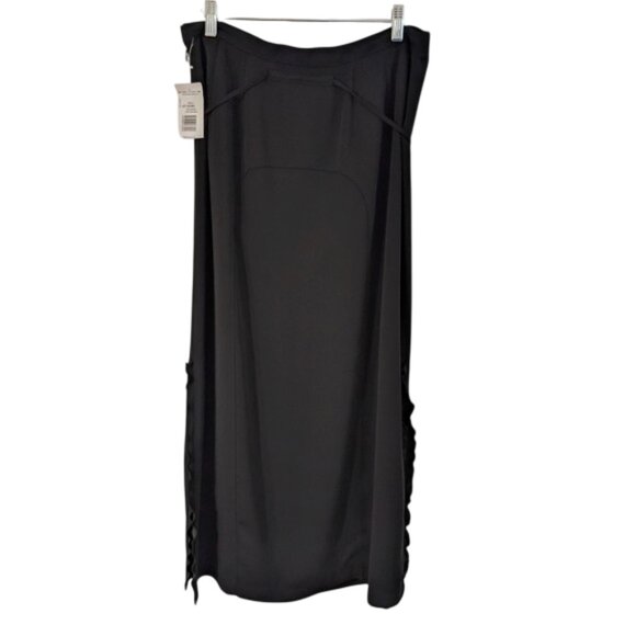 Bundle of 2 Harve Benard Chocolate Pinstripe & Black Ruffle A-Line Skirt Sz 14 - Picture 9 of 11